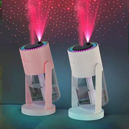 New Projection Starry Sky Top Ambient Light Humidifier Small Portable Anti-Dry Burn Car Home USB Spray Shaking Head