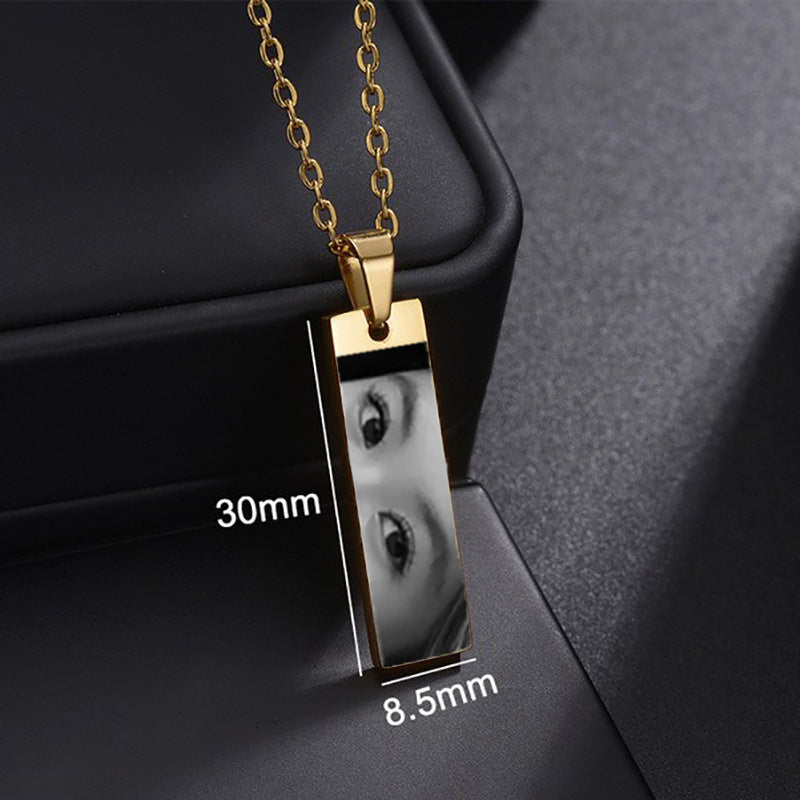 Custom Eyes Photo Necklace Stainless Stee Customized Engrave Eye Necklaces Personalized Picture Name Necklace For Women Kids