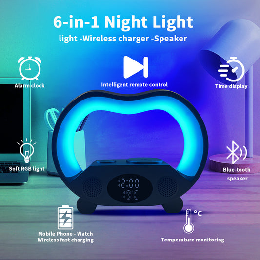 Ambience Intelligent LED Table Lamp Multi-function Wireless Charger Night Light Bluetooth-compatible Speaker